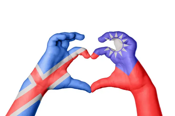 アイスランド 台湾心臓 ハンドジェスチャー作り心臓 クリッピングパス — ストック写真
