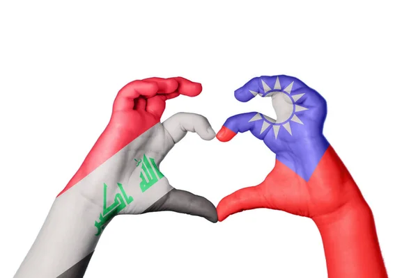 Irak Taiwan Hjerte Hånd Gestus Gør Hjerte Klipning Sti - Stock-foto