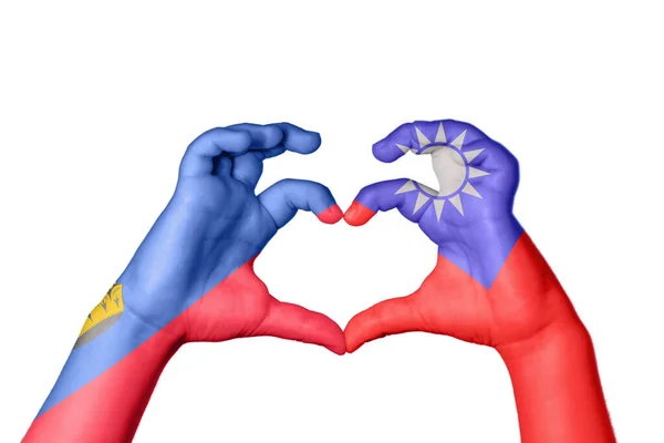 Liechtenstein Taiwan Heart Hand Gesture Making Heart Clipping Path — Stock Photo, Image