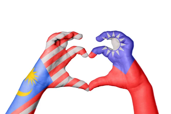 Malaysia Taiwan Hjärta Hand Gest Att Göra Hjärta Klippning Väg — Stockfoto