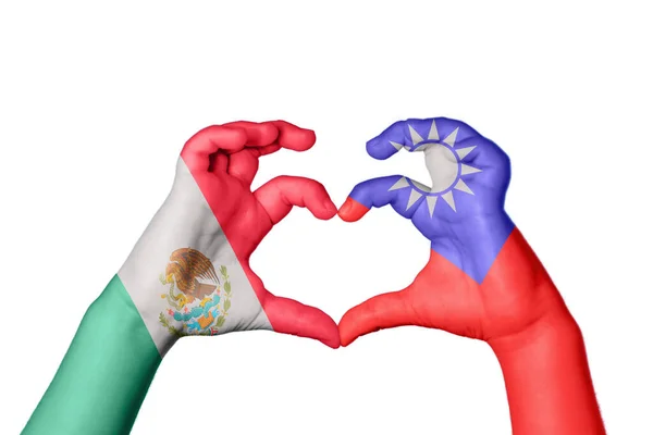 Meksyk Tajwan Serce Ręka Gestem Podejmowania Serca Ścieżka Clipping — Zdjęcie stockowe