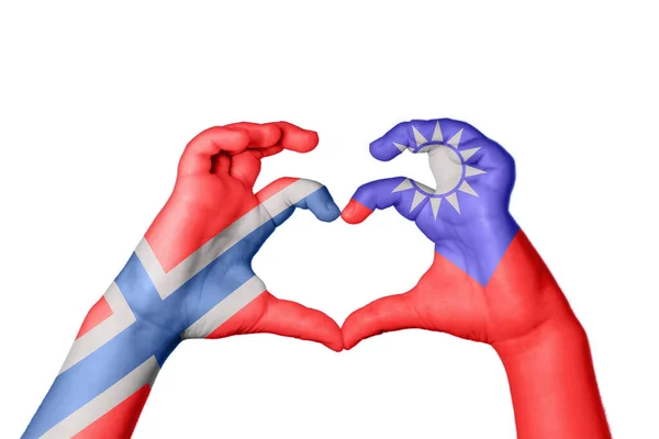Norsko Tchaj Wan Srdce Ruční Gesto Dělat Srdce Ořezávání Stezka — Stock fotografie