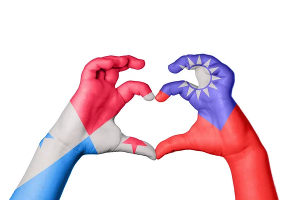 Панама Тайвань Серце Жест Рук Робить Серце Відсічний Контур — стокове фото