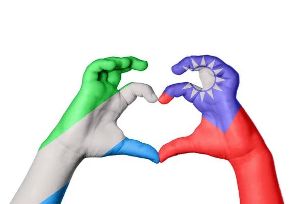 Sierra Leone Taiwan Hjärta Hand Gest Att Göra Hjärta Klippning — Stockfoto