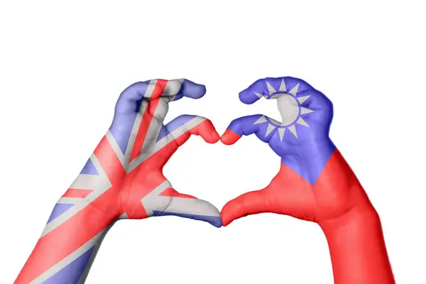 Egyesült Királyság Taiwan Heart Hand Gesture Making Heart Clipping Path — Stock Fotó