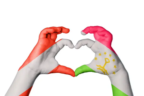 Austria Tajikistan Heart Hand Gesture Making Heart Clipping Path — Stock Photo, Image