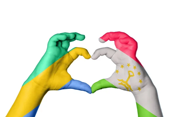 Gabon Tajikistan Heart Hand Gesture Making Heart Clipping Path — Stock Photo, Image