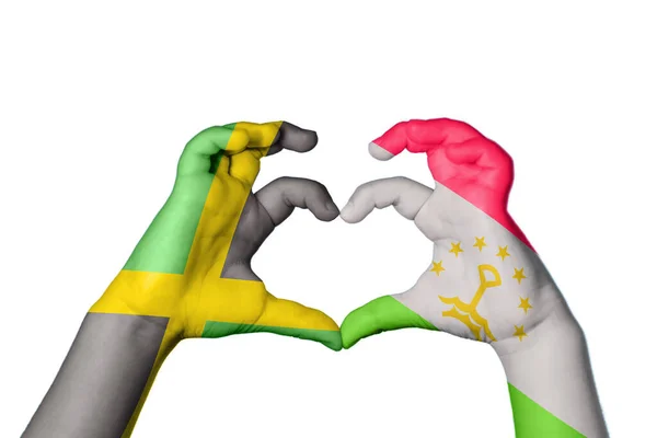 Jamaika Tadschikistan Herz Handbewegung Die Herz Macht Clipping Path — Stockfoto