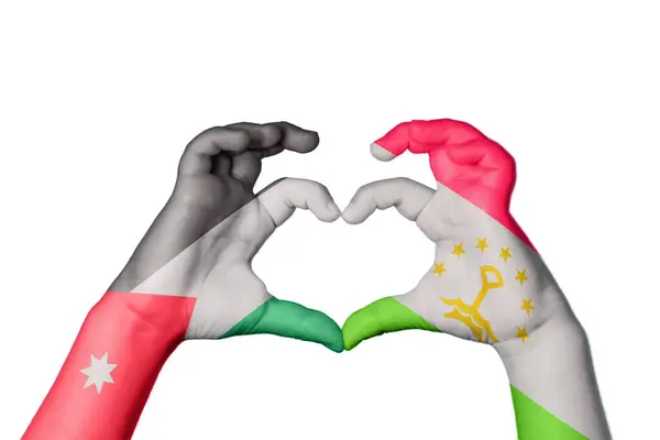 Jordan Tajikistan Heart Hand Gesture Making Heart Clipping Path — Stock Photo, Image