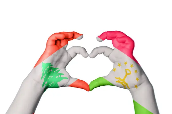 Ливан Tajikistan Heart Hand Gesture Making Heart Clipping Path — стоковое фото