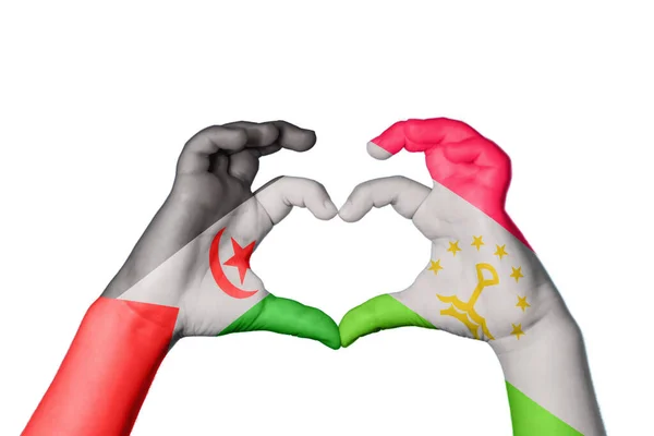 Sahrawi Arabische Democratische Republiek Tadzjikistan Hart Hand Gebaar Maken Hart — Stockfoto