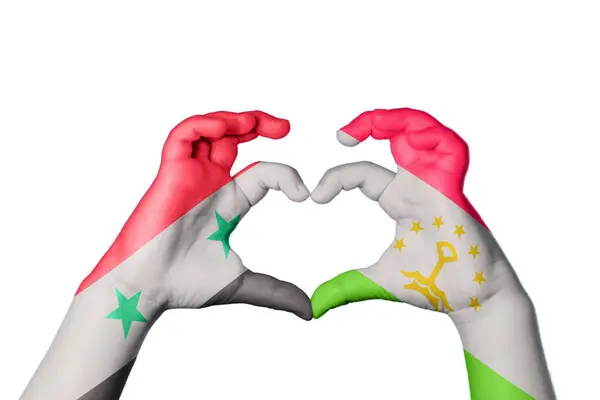 Syrien Tadzjikistan Hjärta Hand Gest Att Göra Hjärta Klippning Vägen — Stockfoto