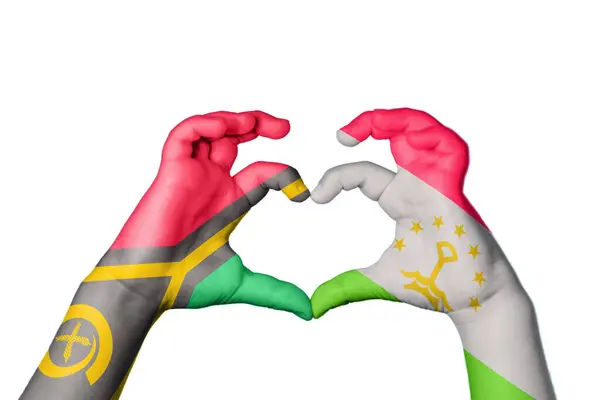 Vanuatu Tajikistan Heart Hand Gesture Making Heart Clipping Path — Stock Photo, Image