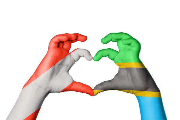 Αυστρία Τανζανία Καρδιά Χέρι Χειρονομία Καθιστώντας Την Καρδιά Ψαλίδισμα Μονοπάτι — Φωτογραφία Αρχείου