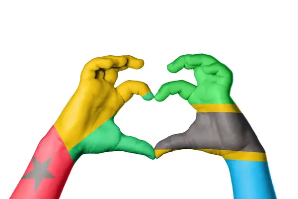 Guiné Bissau Tanzânia Coração Gesto Mão Que Faz Coração Caminho — Fotografia de Stock