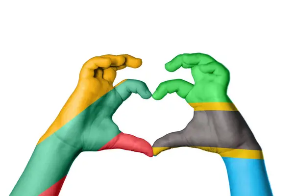 Litouwen Tanzania Hart Handgebaar Maken Hart Knippad — Stockfoto