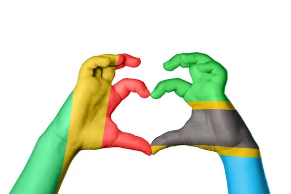 Республіка Конго Танзанія Серце Жест Рук Робить Серце Відсічний Контур — стокове фото