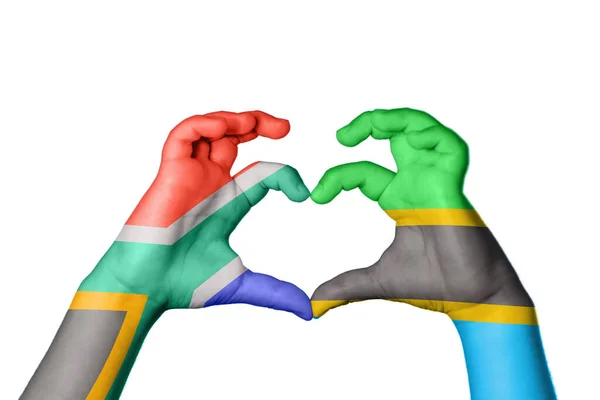 Dél Afrika Tanzánia Szív Kézmozdulatok Készítése Szív Vágási Útvonal — Stock Fotó