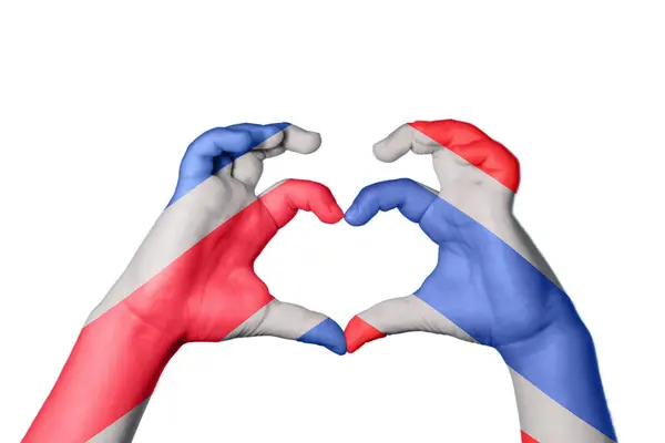 Kostarika Thajsko Srdce Ruka Gesto Tvorby Srdce Ořezávání Stezka — Stock fotografie