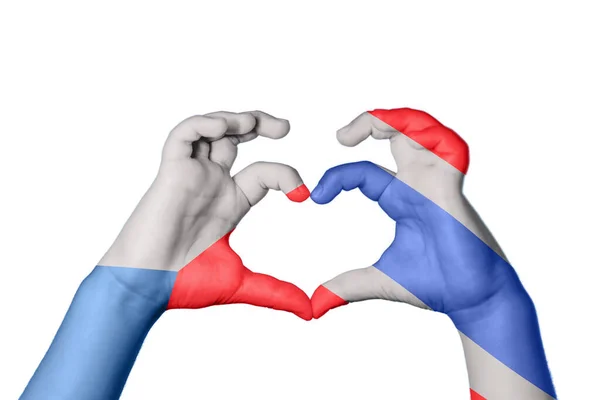 República Checa Tailândia Coração Gesto Mão Que Faz Coração Clipping — Fotografia de Stock