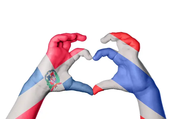 Домініканська Республіка Таїланд Серце Жест Рук Робить Серце Відсічний Контур — стокове фото