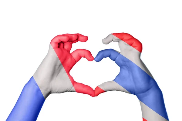 Frankrike Thailand Hjärta Hand Gest Att Göra Hjärta Klippbana — Stockfoto