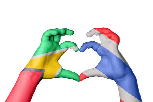 Guyana Thailand Hjärta Hand Gest Att Göra Hjärta Klippbana — Stockfoto