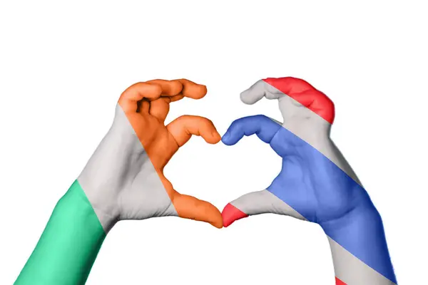 Ireland Thailand Heart Hand Gesture Making Heart Clipping Path — Stock Photo, Image