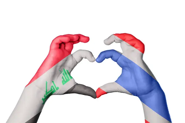 Irak Thailand Hjärta Hand Gest Att Göra Hjärta Klippbana — Stockfoto