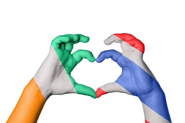 Ivory Coast Thailand Heart Hand Gesture Making Heart Clipping Path — Stock Photo, Image