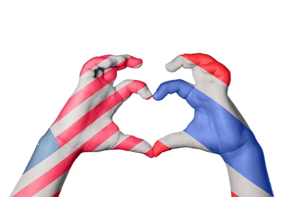 Liberia Thailand Heart Hand Gesture Making Heart Clipping Path — Stock Photo, Image