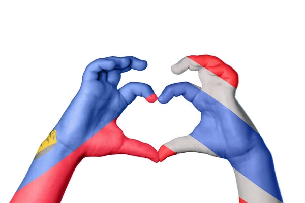 Liechtenstein Thailand Heart Tangan Gerakan Membuat Hati Clipping Path — Stok Foto