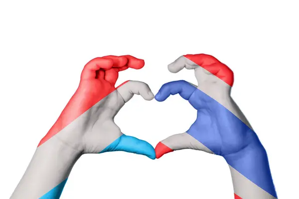Luxembourg Thailand Heart Hand Gesture Making Heart Clipping Path — Stock Photo, Image