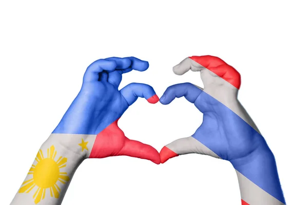 Φιλιππίνες Ταϊλάνδη Καρδιά Χέρι Χειρονομία Κάνοντας Καρδιά Ψαλίδισμα Μονοπάτι — Φωτογραφία Αρχείου