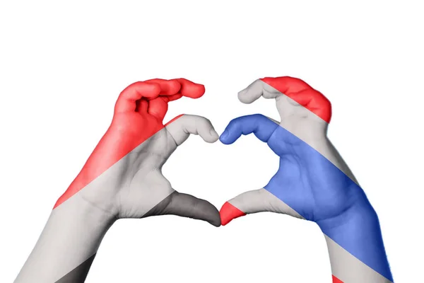 Yemen Thailand Heart Hand Gesture Making Heart Clipping Path — Stock Photo, Image