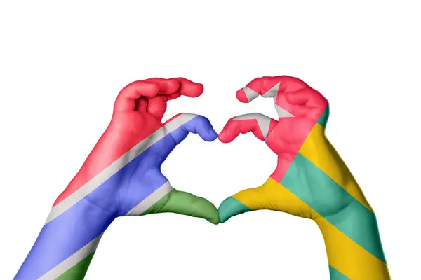 Gambia Togo Heart Hand Gesture Making Heart Clipping Path — Stock Photo, Image