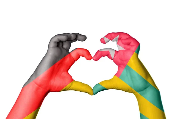 Germany Togo Heart Hand Gesture Making Heart Clipping Path — Stock Photo, Image
