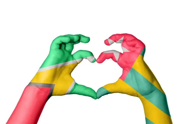 Guyana Togo Coeur Geste Main Faisant Coeur Sentier Coupe — Photo