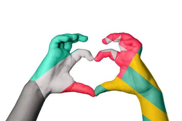 Kuvajt Togo Heart Ruční Gesto Srdce Střihací Cesta — Stock fotografie