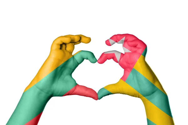 Litva Togo Heart Ruční Gesto Srdce Ořezávání Cesta — Stock fotografie