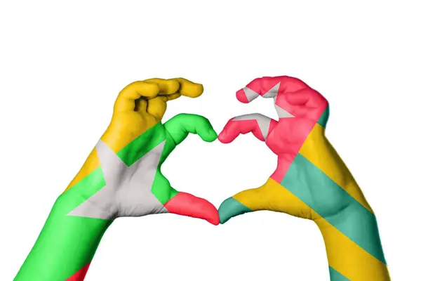 Myanmar Togo Heart Hand Gesture Making Heart Clipping Path — Stock Photo, Image
