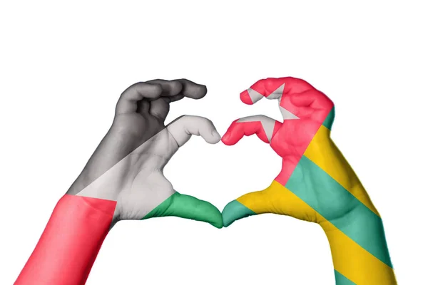 Palestine Togo Coração Gesto Mão Fazendo Coração Clipping Path — Fotografia de Stock