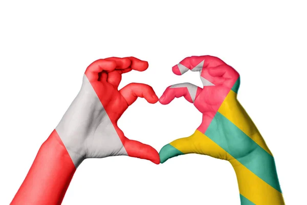 Peru Togo Heart Hareketi Kalp Yapmak Kırpma Yolu — Stok fotoğraf