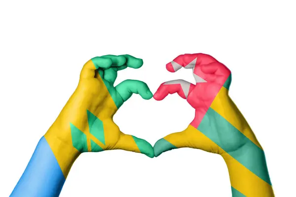 Saint Vincent Grenadine Togo Heart Gesto Della Mano Che Cuore — Foto Stock