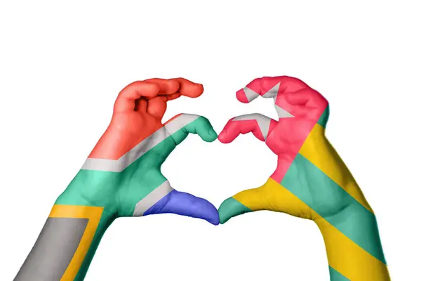 Dél Afrika Togo Szív Kéz Gesztus Készítő Szív Vágási Útvonal — Stock Fotó