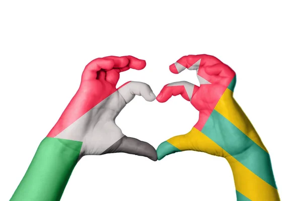 Sudan Togo Heart Hand Gesture Making Heart Clipping Path — Stock fotografie