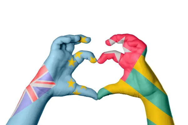 Tuvalu Togo Heart Hand Gesture Making Heart Clipping Path — Stock Photo, Image