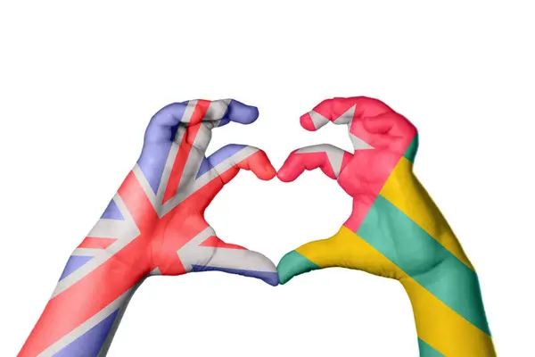Reino Unido Togo Coração Gesto Mão Fazendo Coração Clipping Path — Fotografia de Stock
