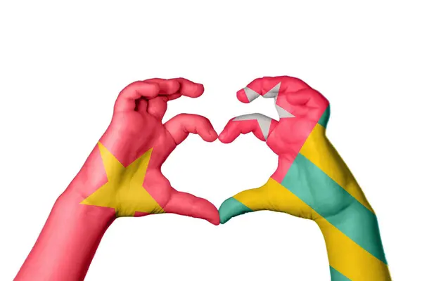 Vietnam Togo Heart Hand Gesture Making Heart Clipping Path — Stock Photo, Image