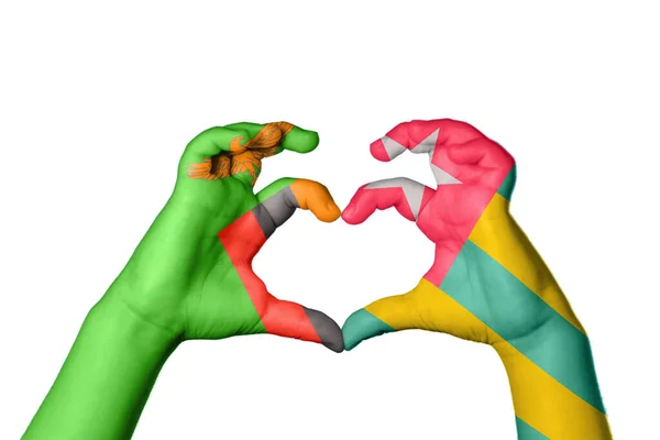 赞比亚Togo Heart Hand Gesture Making Heart Clipping Path — 图库照片